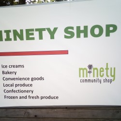 Shop sign on noticeboard Shop sign on noticeboard